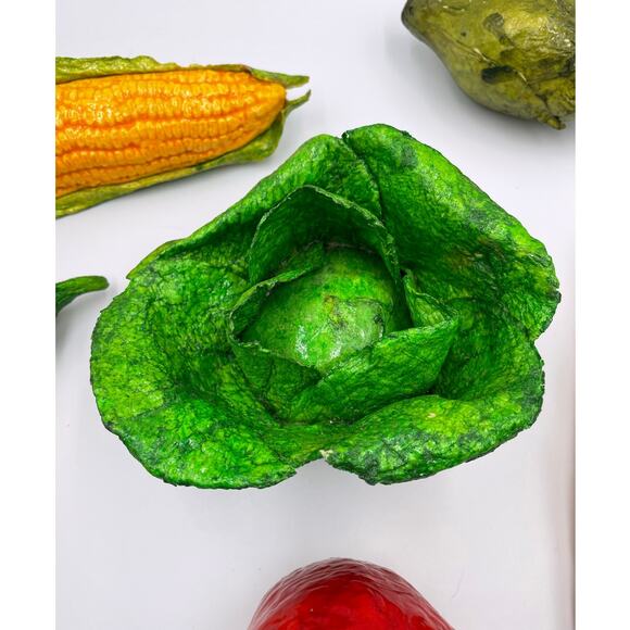 Mexican Paper Mache Vegetables Set Food Corn Lettuce Pepper Kitchen Decor Carrot - Picture 7 of 9